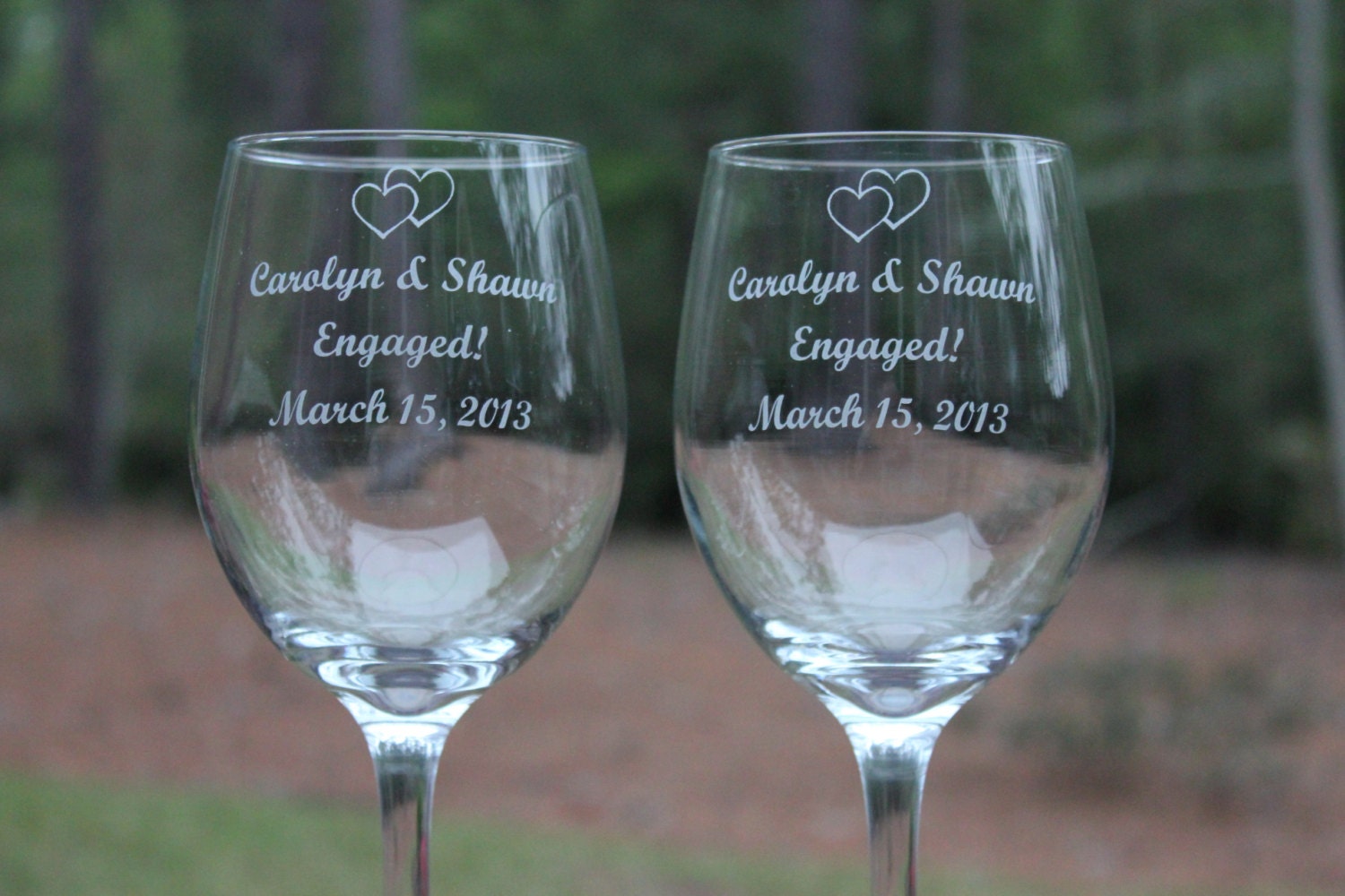 2 Wine Glasses For The Engaged Couple By Engravingbyt On Etsy 5376