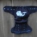 Upcycled Wool Nappy Cover Diaper Wrap Cloth Diaper Cover One Size Fits Most Navy Blue With Whale Applique