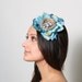 Large Blue Flower Nest Headband - flowers, eggs, teal, woodland