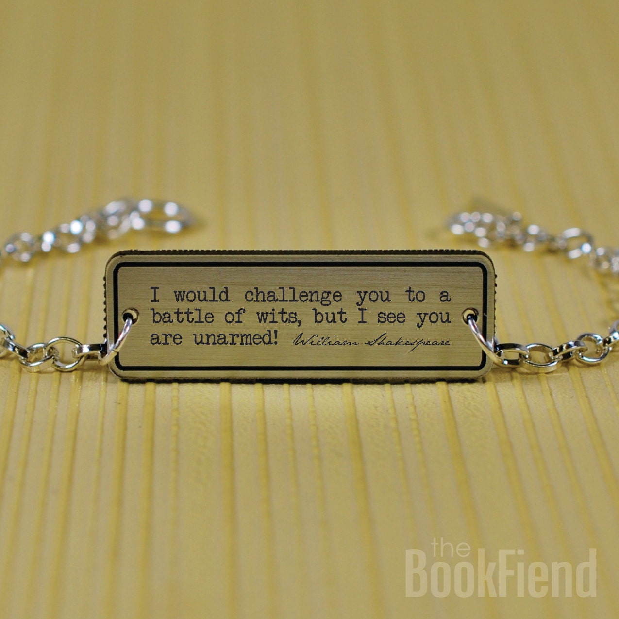 battle of wits Shakespeare acrylic engraved bracelet