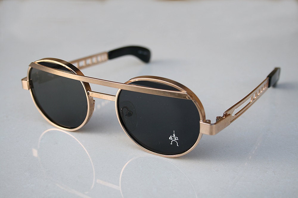round sunglasses Steampunk sunglasses gold by hitekdesigns ...