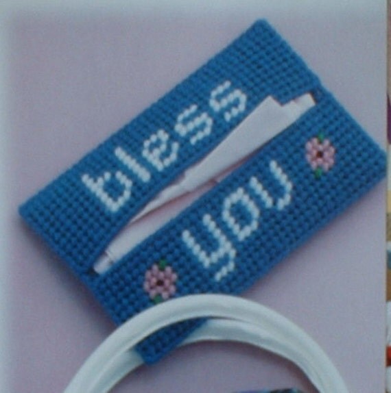 BLESS YOU Mini Tissue Holder Plastic Canvas PATTERN by M2Hawk