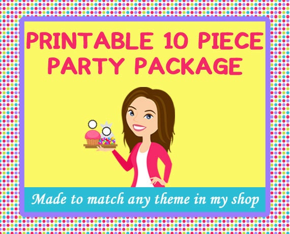 MADE to MATCH PRINTABLE 10 Piece Party Package (Any theme in our shop) Il_570xn