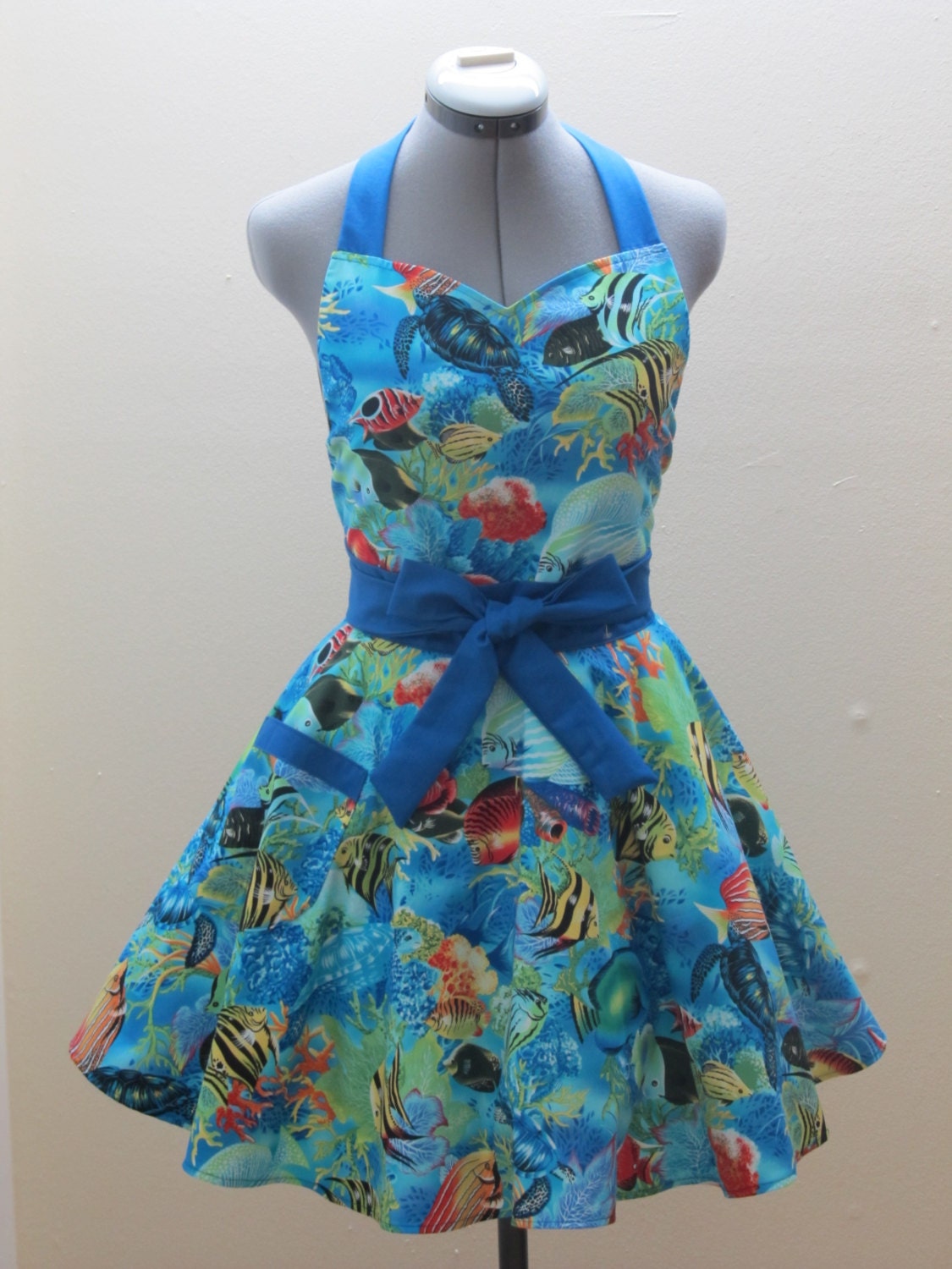 Limited Edition - Fishes and Sea Turtles - Treasure of the Sea- Apron- Ready to ship - AquamarCouture
