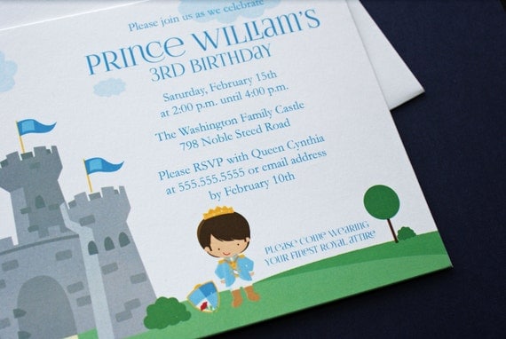 PRINTED Royal prince boy's birthday party invitations - Digital Version Available Il_570xn