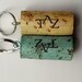 Wine Cork Keychain - yellow & teal wine corks, oak cork keychain, Irish, St Patricks Day