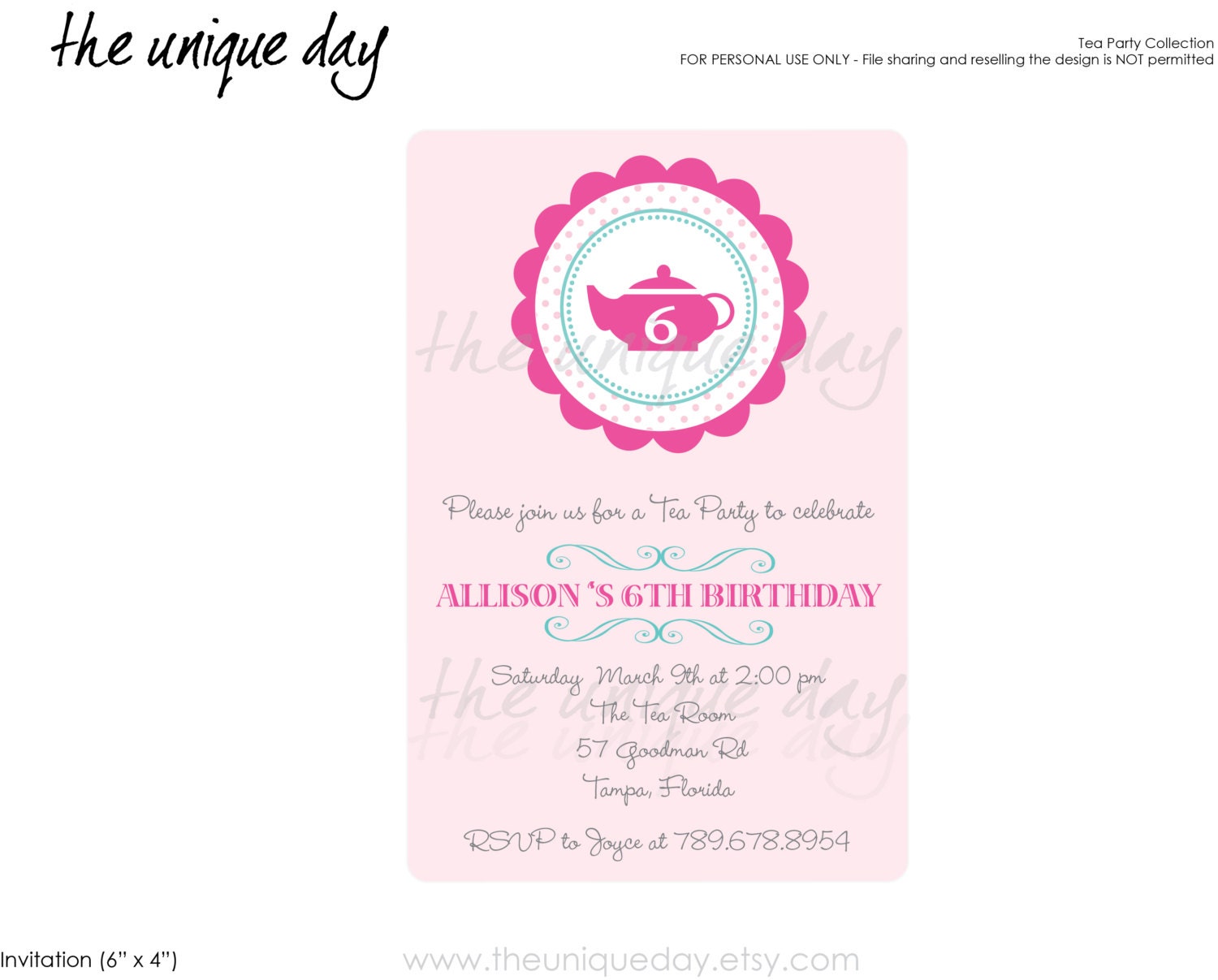 Custom Personalized Tea Party Invitation Card (Digital Print Your Own) - Tea Party - tea time - alice in wonderland Il_570xn