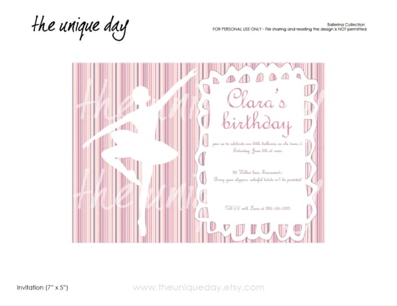 Custom Personalized Birthday Invitation Card (Digital Print Your Own) - Ballerina Il_570xn
