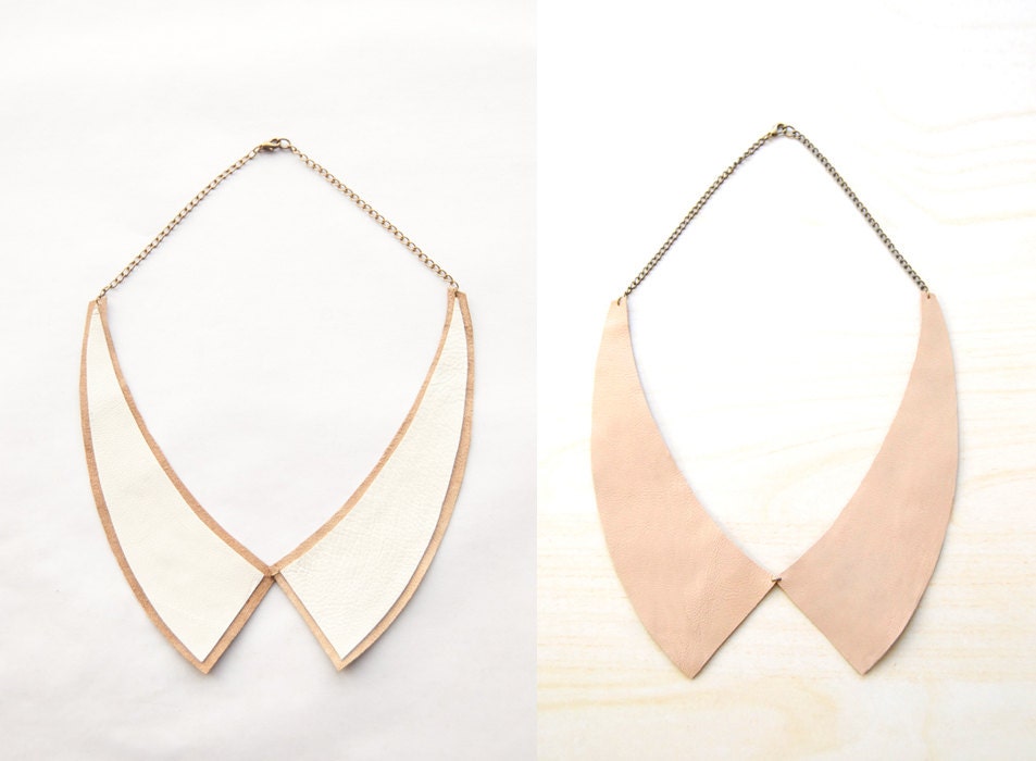Alexa -- Reversible Leather Peter Pan COLLAR Necklace - AmprisLoves