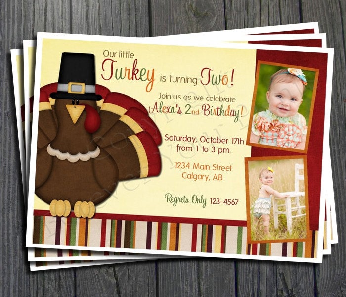 Turkey Birthday Invitation - FREE Thank You Card included Il_570xn