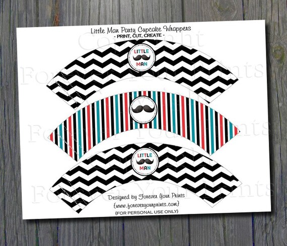 Little Man Party - Cupcake Wrappers INSTANT DOWNLOAD Il_570xn