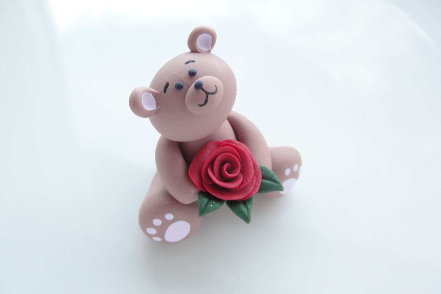 Little Romantic Teddy Bear Holding A Big Red Rose By Fizzyclaret