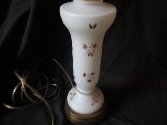 Vintage hand painted frosted glass lamp made in by SuzyQVintage