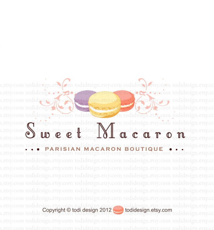 OOAK illustrated Premade Sweet Macaron Logo design - Will not be resold Il_570xn