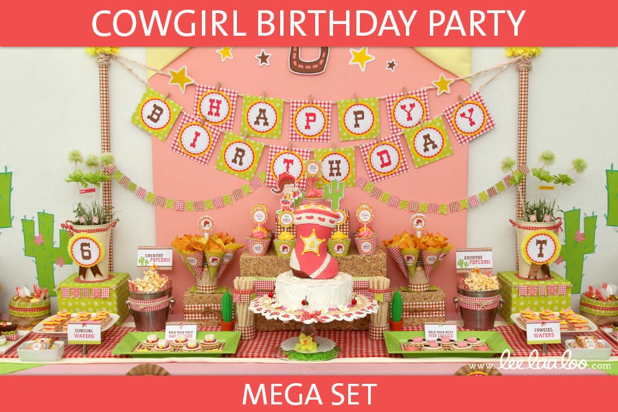 Cowgirl Birthday Party Mega Set - PERSONALIZED PRINTABLE DIY // Cowgirl Yeehaw - BV24v Il_570xn