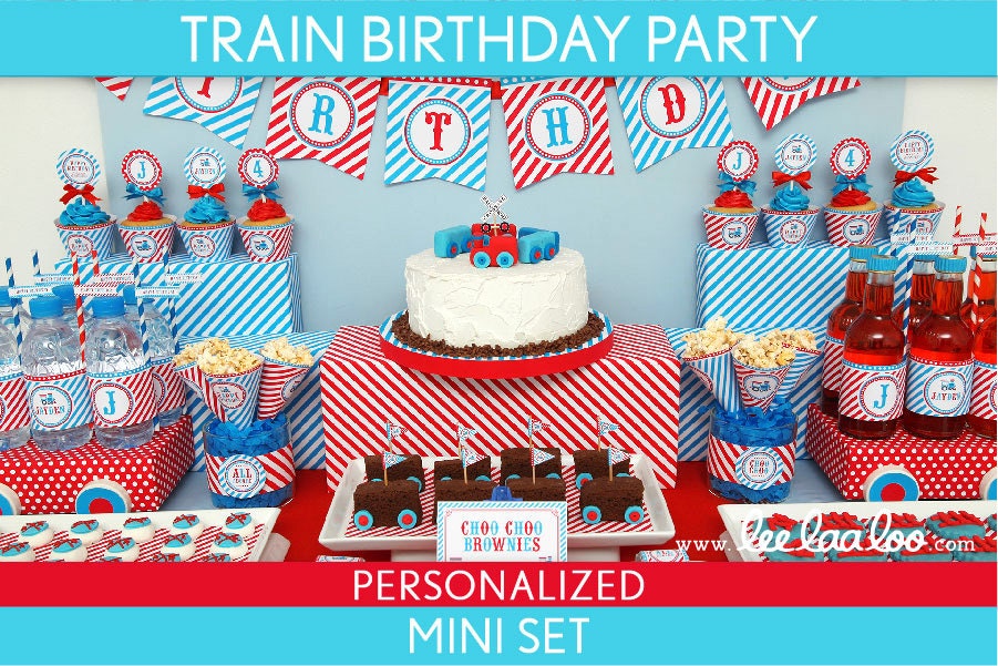 Train Birthday Party Package Collection Set Mini Personalized Printable // Vintage Train - B30Pz1 Il_570xn