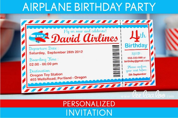 Airplane Birthday Party Invitation Personalized Printable // Airplane - B33Pa4 Il_570xn