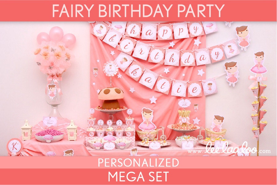 Fairy Birthday Party Package Collection Set Mega Personalized Printable // Pink Fairy - B3Pz2 Il_570xn