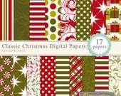 40% OFF SALE -Classic Christmas scrapbook paper 12x12, digital scrapbooking paper, royalty-free- Instant Download Il_170x135