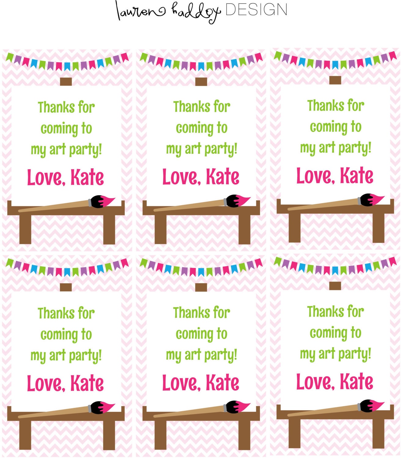 DIY, Chevron Paint Birthday FAVOR TAGS Il_570xn