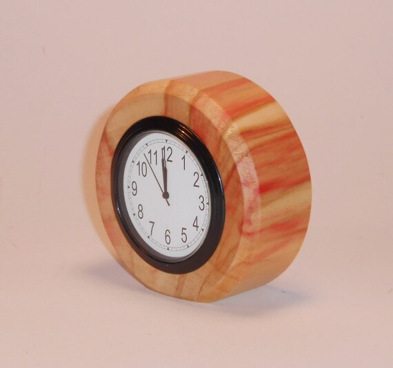 Small Box Elder Round Wooden Desk Clock by JillianJonesEnt