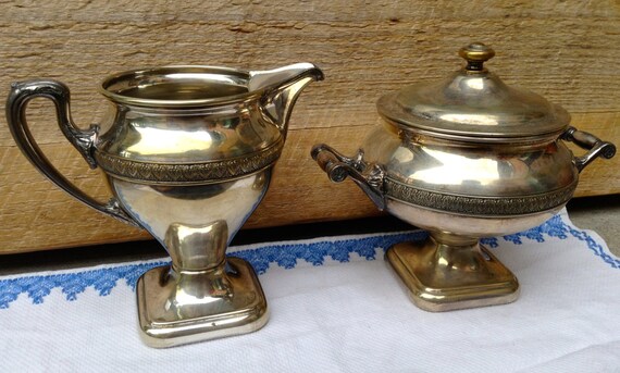 Antique Silver Sugar and Creamer by Manning by StCharlesAvenue