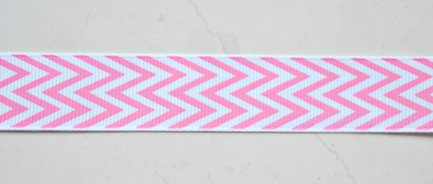 Hot pink chevron striped on 7/8" grosgrain ribbon style 2 Il_570xn