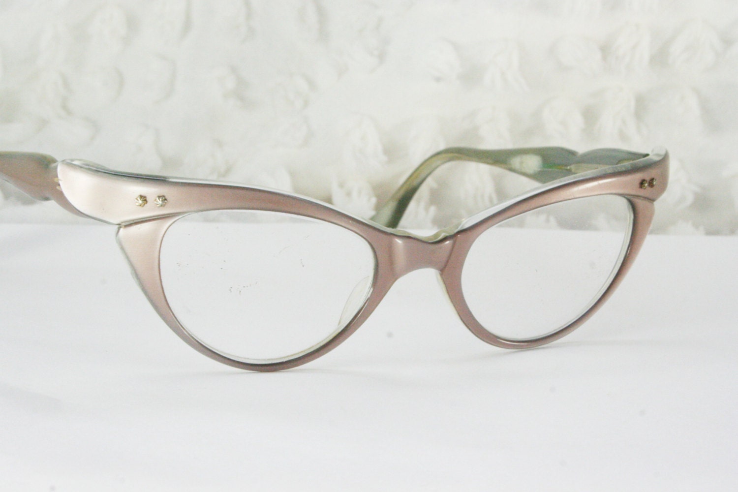 Vintage 50s Cat Eye Glasses 1950 S Eyeglasses Tan By Diaeyewear