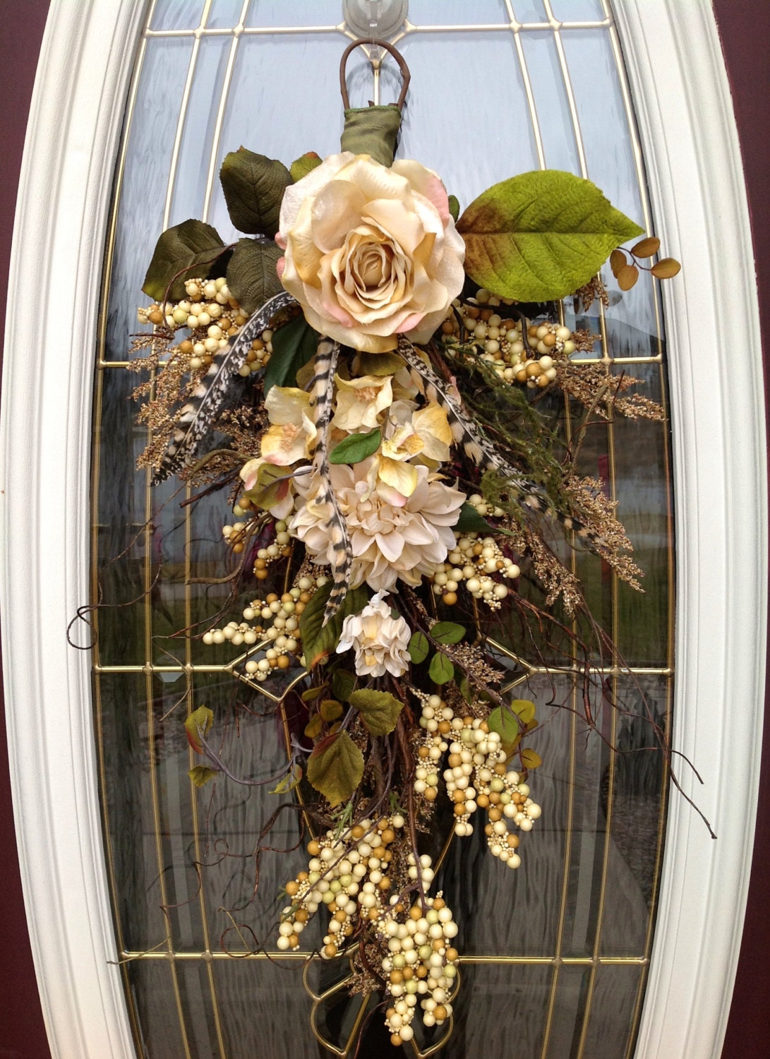 Spring Wreath Summer Wreath Teardrop Door by AnExtraordinaryGift