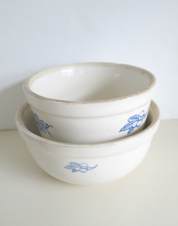 Crockery Mixing Bowls Set of Two Vintage by looseendsvintage