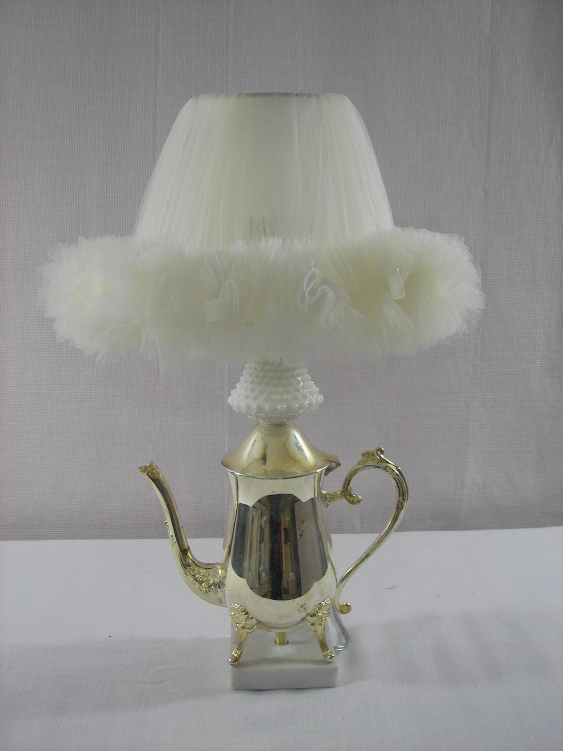 Vintage Silver Plated Teapot Lamp Repurposed by PinkPicketCottage