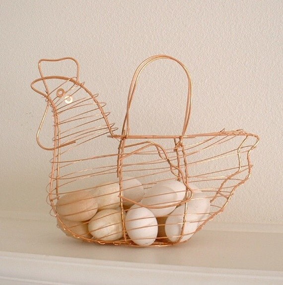 Chicken wire basket large copper egg gathering basket by L2Country