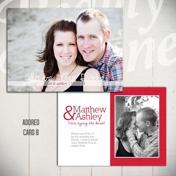 Save The Date Card Template: Adored Card B by LaurieCosgroveDesign