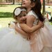 Flowergirl Tutu Dress, Ivory tutu dress, Complete Outfit with top, skirt, sash, and vintage glam headband.