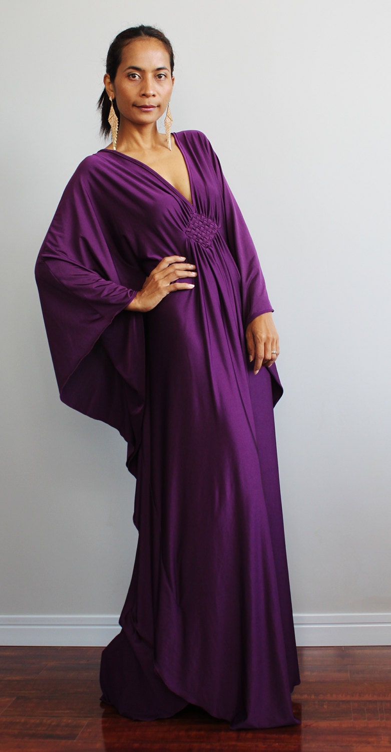 Purple Maxi Dress - Kaftan Kimono Butterfly Dress: Elegant Collection