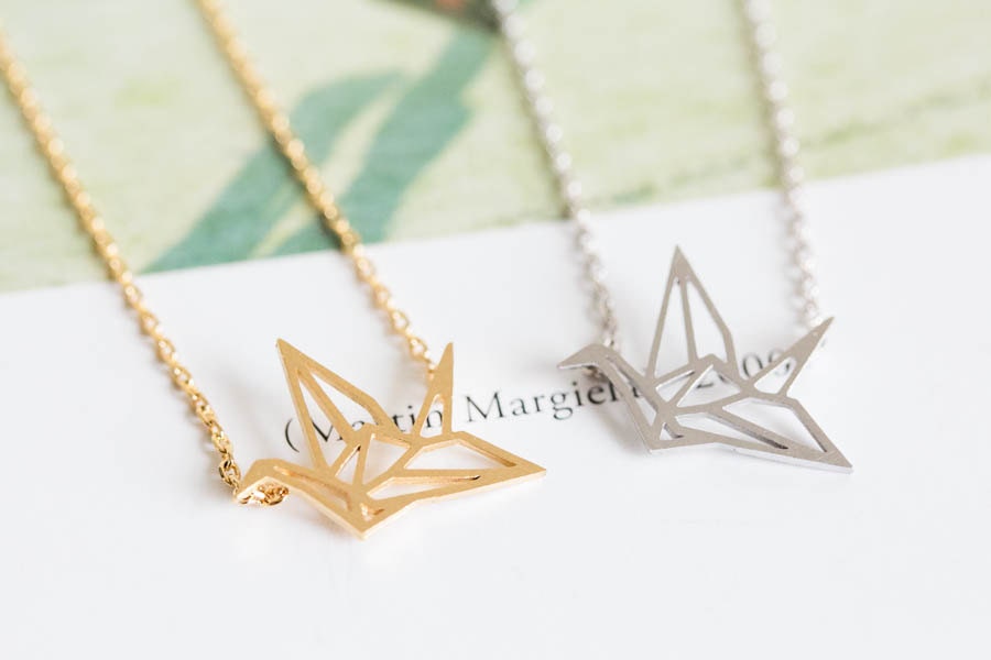 paper crane necklace,animal necklace,girls necklace  ,unique necklace,beautiful necklace,pretty necklace,womens necklace,N042K - LETTERSEARRING