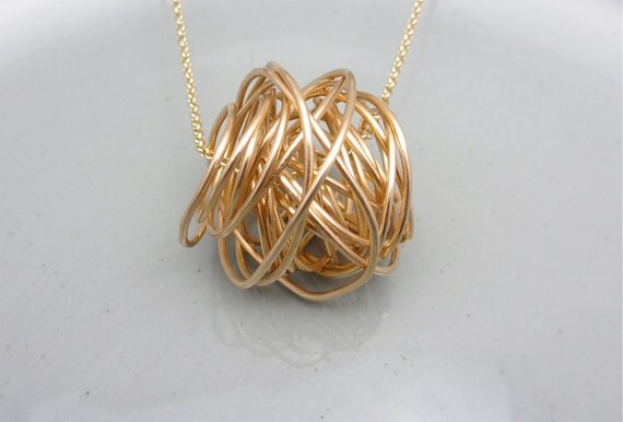Wrapped Brass Wire Necklace Sculptural Necklace Contemporary Jewelry Design