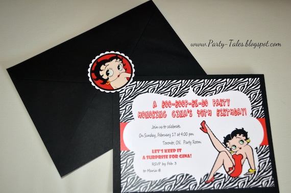 BETTY BOOP Zebra Print Printable digital birthday Adult party INVITATION Ladies night 40th 30th 50th Il_570xn
