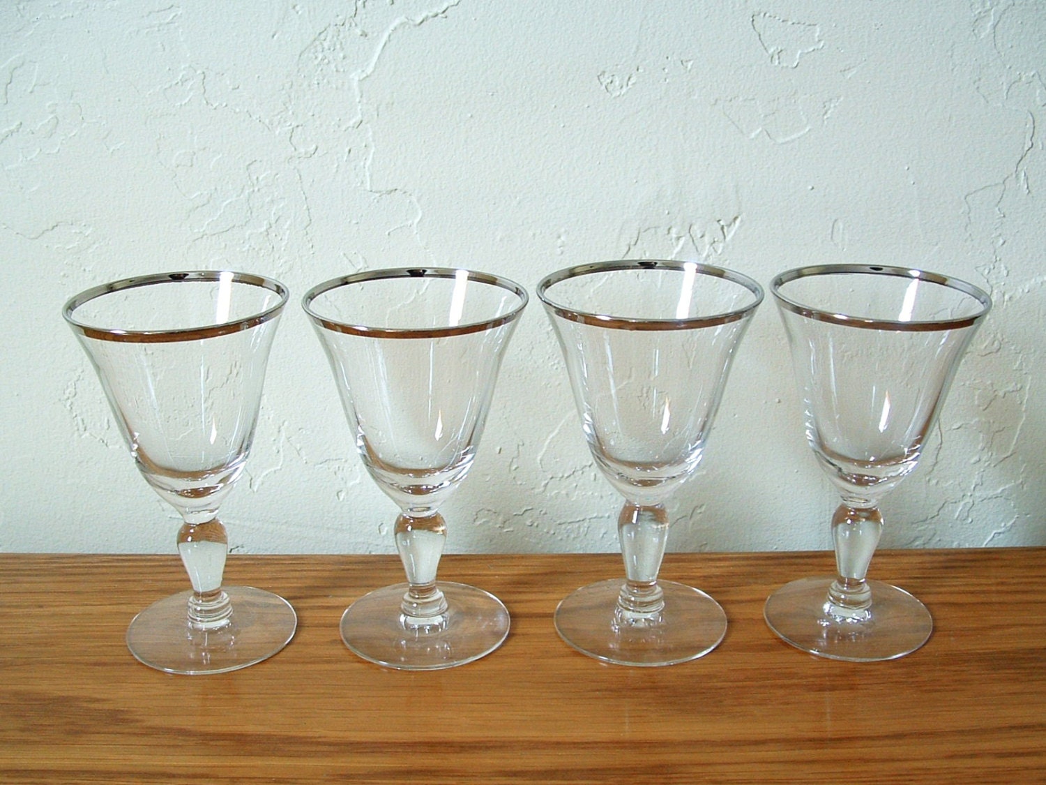 Vintage Silver Rim Wine Glasses Set Of 4 Sherry By Thefrabjousday