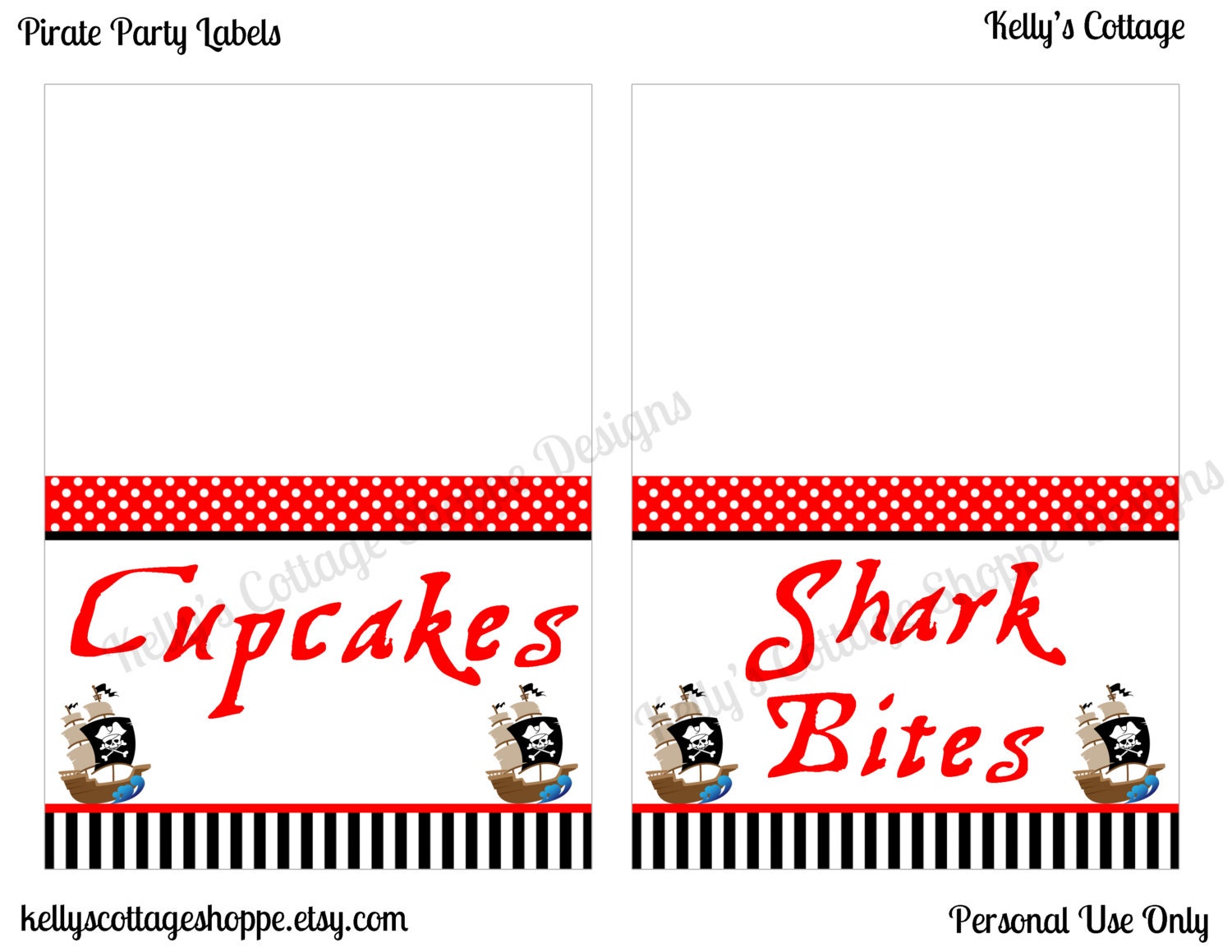 Instant Download, Printable Pirate Birthday Party Labels.... Food Tags, Place Cards, Party Signs Il_570xn