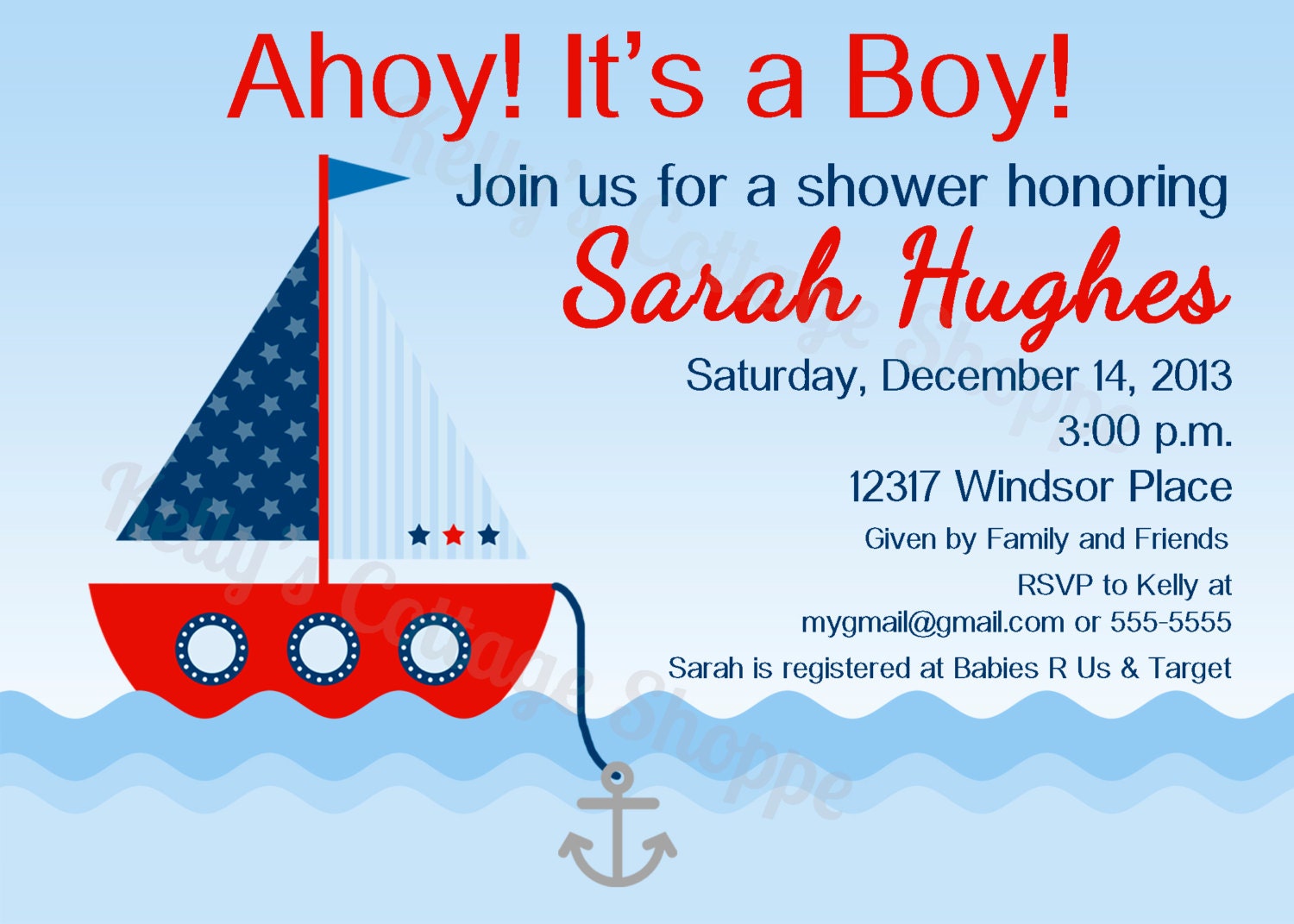Nautical Baby Shower Invitation.... Custom, Printable, Digital Il_570xn