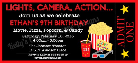 Movie Night Ticket Invitation... Custom, Printable, Digital Il_570xn