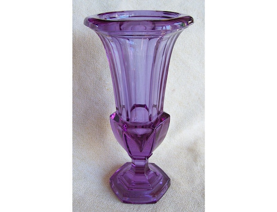 Antique purple glass vase amethyst glass by AntiqueAddictions