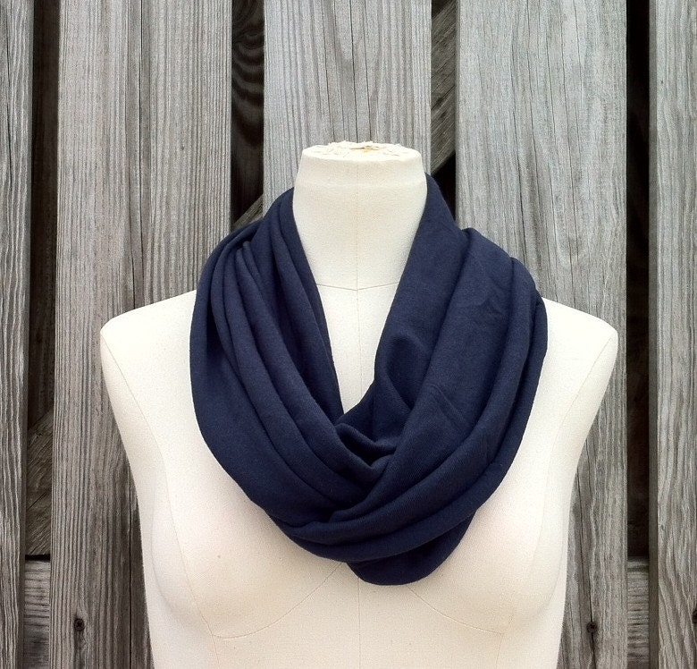 SALE - Infinity Scarf The GRANDE Versatile All Season Circle Scarf Navy BLUE