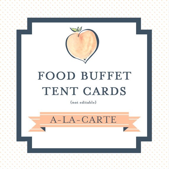 FOOD BUFFET CARDS - tent fold, printable file, a la carte Il_570xn