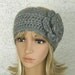 Wide Womens Teens Grey Heather Earwarmer Headband with Removable Flower Clip