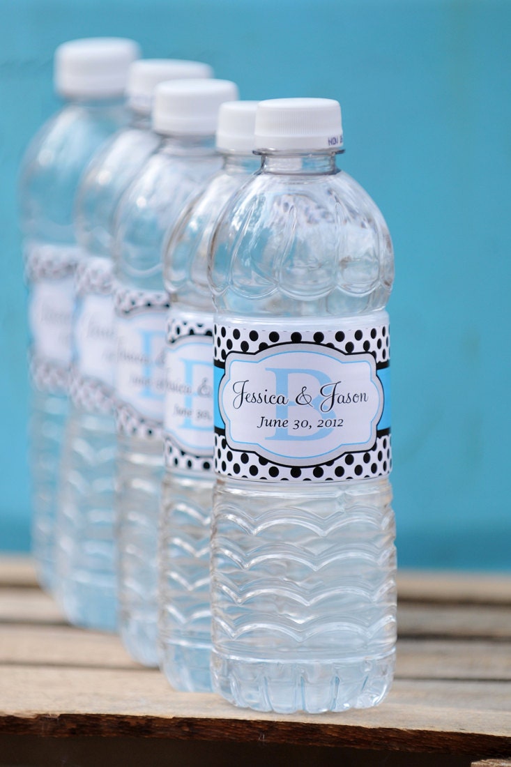 Wedding Water Bottle Labels - 100 Custom Labels with your colors Il_570xn