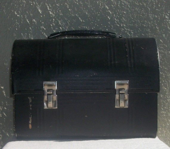 Vintage 1960s Black Metal Lunch Box Tool By Theretrotimemachine