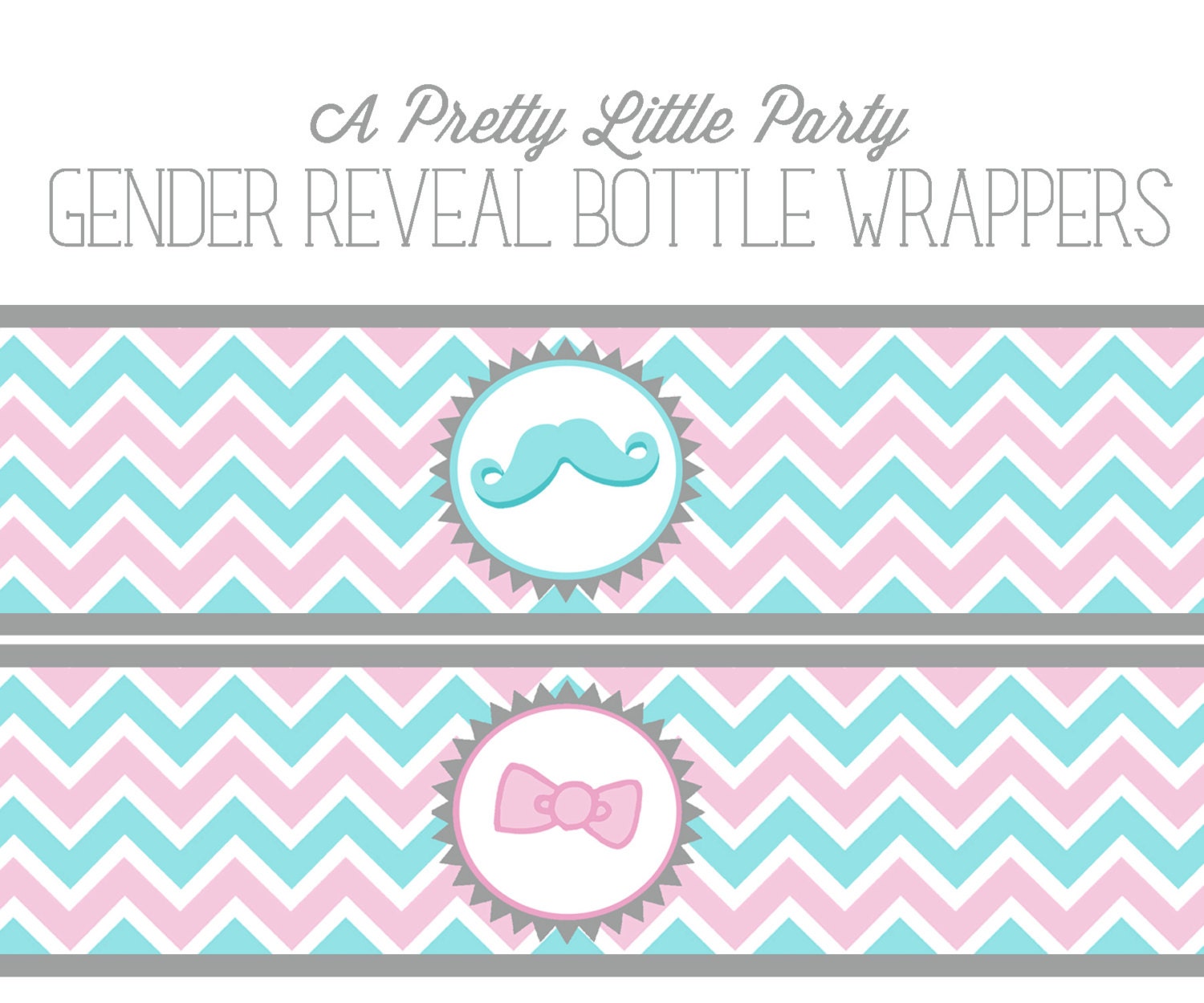 Gender Reveal Bottle Wrappers- Gender Reveal Party - Gender Reveal Shower - INSTANT DOWNLOAD Il_570xn