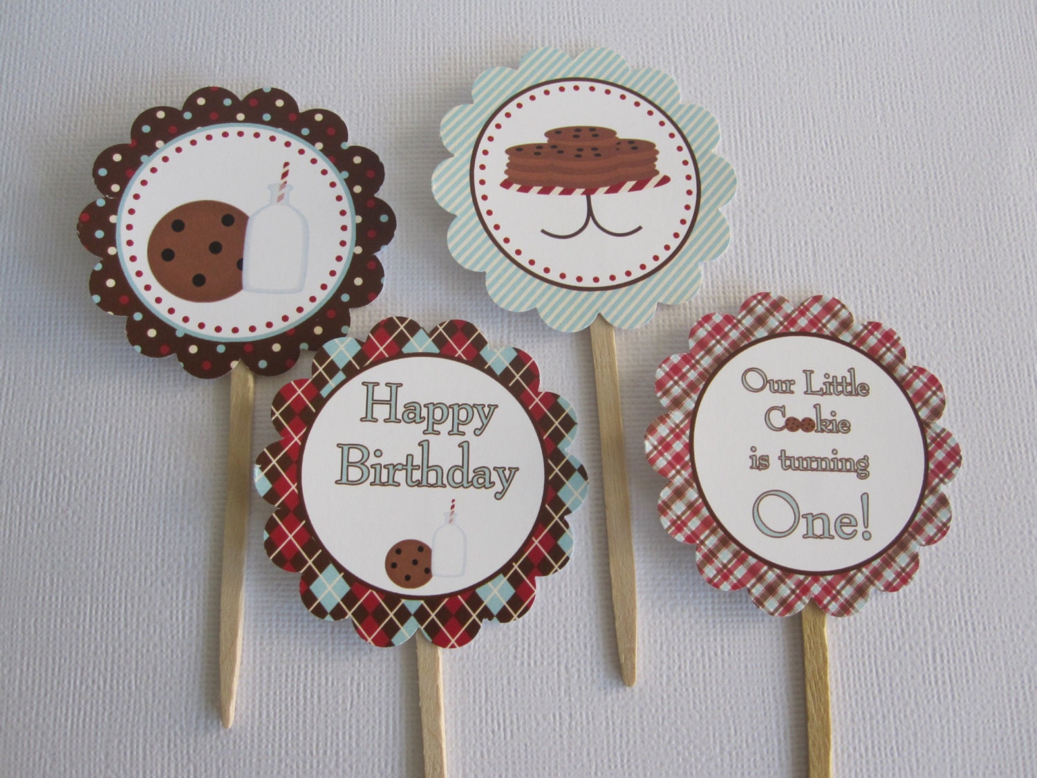 12 Milk and Cookies Cupcake Toppers (Personalized) Il_570xn